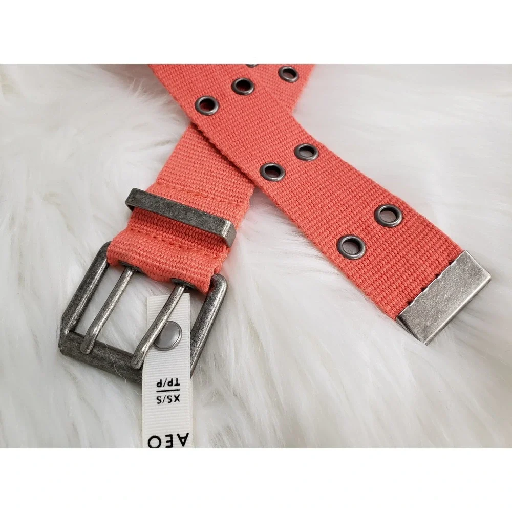 NEW Belt American‎ Eagle Womens Canvas Pink Grommets SIZE XS / S barbie gorpcore